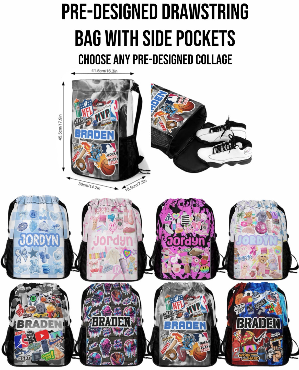 Drawstring Bag With Side Pockets