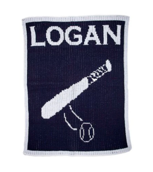 Baseball & Name Stroller Blanket